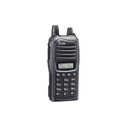 Radio portátil analógico, 5W de potencia, 128 canales, pantalla alfanumérica, teclado DTMF en rango de frecuencia 136-174 MHz.