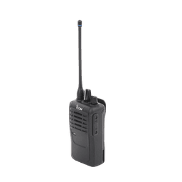 Radio portátil analógico UHF en rango de frecuencia de 450-520 MHz, 5 W de potencia de RF, 16 canales. Incluye: batería, cargador, antena, tapa de accesorios y clip.