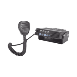 Radio Móvil Analógico en rango de frecuencia 136-174 MHz, 50 W de potencia de RF. Incluye micrófono, cable de corriente y bracket.
