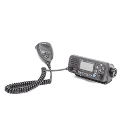 Radio móvil marino ICOM, color negro, clase D DSC, Tx: 156.025 - 157.425 MHz, Rx: 156.050 - 163.275 MHz, sin GPS interconstruido, 25W de potencia, sumergible IPX7 incluye micrófono y cable de alimentación