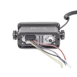 Radio móvil marino ICOM, color negro, clase D DSC, Tx: 156.025 - 157.425 MHz, Rx: 156.050 - 163.275 MHz, sin GPS interconstruido, 25W de potencia, sumergible IPX7 incluye micrófono y cable de alimentación