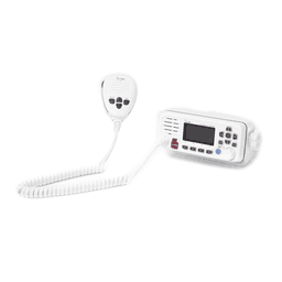Radio móvil marino ICOM, color blanco, clase D DSC. Tx: 156.025 - 157.425 MHz, Rx: 156.050 - 163.275 MHz, 25W de potencia, sumergible IPX7 incluye micrófono y cable de alimentación