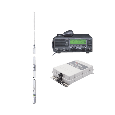 Kit de radio IC-M700pro con sintonizador de antena AT-130 y antena HF Shakespeare 393
