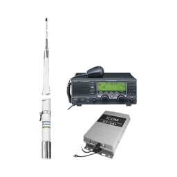 Kit de radio IC-M700pro con sintonizador de antena AT-141 y antena HF Shakespeare 390