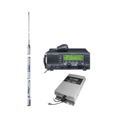 Kit de radio IC-M700pro con sintonizador de antena AT-141 y antena HF Shakespeare 393