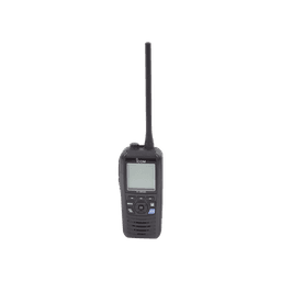 Radio portátil marino flotante con receptor AIS y GPS incluido, Tx: 156.025-157.425 MHz Rx: 156.050-163.275 MHz, opera en canales INT, USA, CAN, WX, Incluye antena, batería, cargador, cable de encendedor y clip.