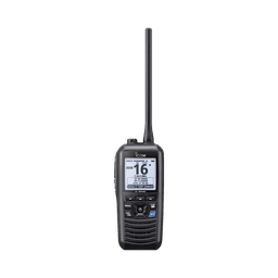 Radio portátil marino flotante con receptor AIS y GPS incluido, Tx: 156.025-157.425 MHz Rx: 156.050-163.275 MHz, opera en canales INT, USA, CAN, WX, Incluye antena, batería, cargador, cable de encendedor y clip.