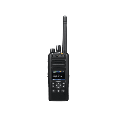 Radio portátil UHF 380-470 MHz, Digital NXDN-DMR-Analógico, 5 W, Bluetooth, GPS, MicroSD, 1024 Canales, Incluye Batería, cargador, antena, y clip