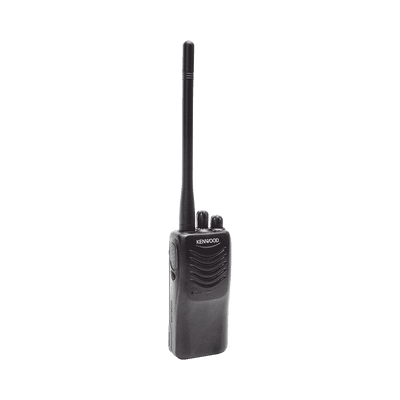 Radio portátil VHF 136-174 MHz, práctico y ligero, MIL-STD-810, 16 Canales, DTMF, IP54, VOX, Scan, Incluye antena, batería, cargador y clip
