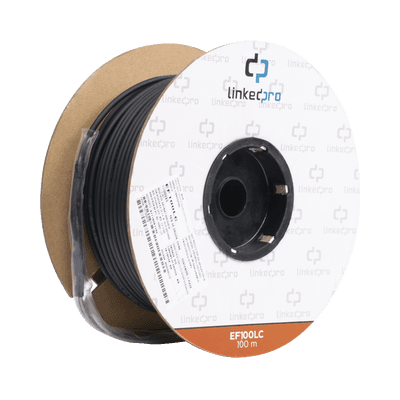 Carrete de Fibra Óptica Monomodo con Conectores LC-LC Duplex, Reforzada con Kevlar, de 100 metros, Para instalaciones subterráneas por tubería