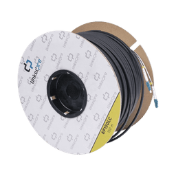 Carrete de Fibra Óptica Monomodo con conectores LC-LC Duplex, Reforzada con Kevlar, de 150 metros, Para instalaciones subterráneas por tubería