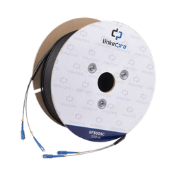 Carrete de Fibra Óptica Monomodo con Conectores SC-SC Duplex, Reforzada con Kevlar, de 300 metros, Para instalaciones subterráneas por tubería