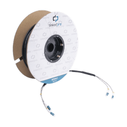 Carrete de Fibra Óptica Monomodo con Conectores LC-LC Duplex, Reforzada con Kevlar, de 50 metros, Para instalaciones subterráneas por tubería