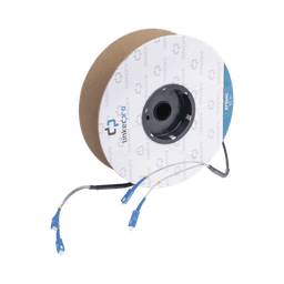 Carrete de Fibra Óptica Monomodo con Conectores SC-SC Duplex, Reforzada con Kevlar, de 50 metros, Para instalaciones subterráneas por tubería