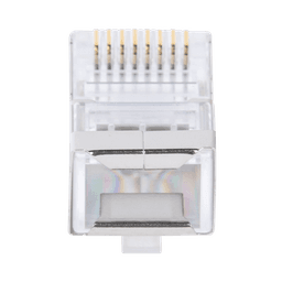Bote con 100 Plugs Pass through RJ45 Cat6 BLINDADO chapado de oro a 30 micras para durabilidad extrema