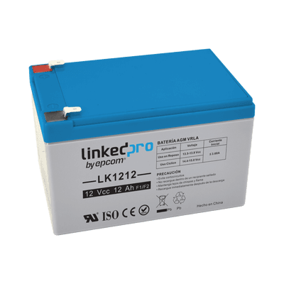 Batería 12 V / 12 Ah / UL / Tecnología AGM-VRLA / Vida útil promedio de 5 años / Uso en equipo electrónico / Intrusión / Incendio/ Control de acceso / Video Vigilancia / Terminales F1 ( Incluye adaptador F2 )
