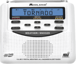 Radio de Alerta Meteorológica WR120, 7 Canales NOAA / Environment Canada, Alerta Sirena 90 dB, Tecnología S.A.M.E., Respaldo de Batería, Certificado Public Alert, Reloj Alarma
