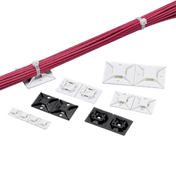 Montaje-Sujetador Para Cable de 4 vías, con Adhesivo Acrilico, 25.4 x 25.4mm (1in x 1in), Color Negro, Uso en Exterior, 1 pieza