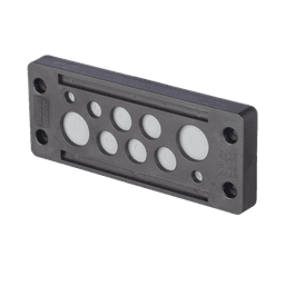 Pasacable de 10 Orificios de Marco Rectangular, IP65, 4.41" X 1.42", para Cables no Terminados, Color Negro.