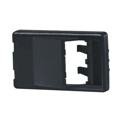Placa de Mobiliario Modular Estándar, Salidas Para 2 Puertos Mini-Com Angulados, Color Negro