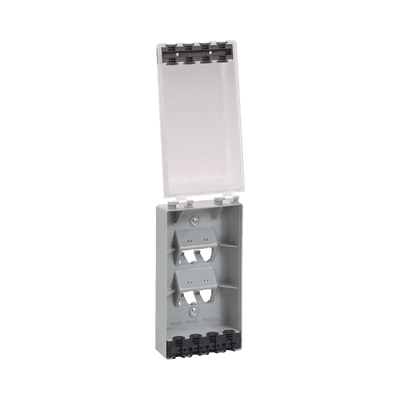 Placa de Pared Vertical, Resistente al Agua con Protección IP56, Acepta 4 Módulos Mini-Com, Color Claro