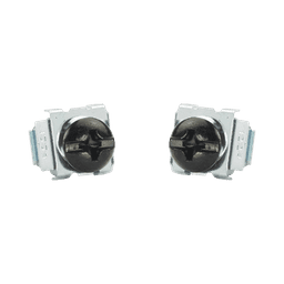 Kit de 100 Tornillos y 100 Tuercas Enjauladas #12-24, Para Uso en Gabinetes o Racks con Rieles con Orificios Cuadrado