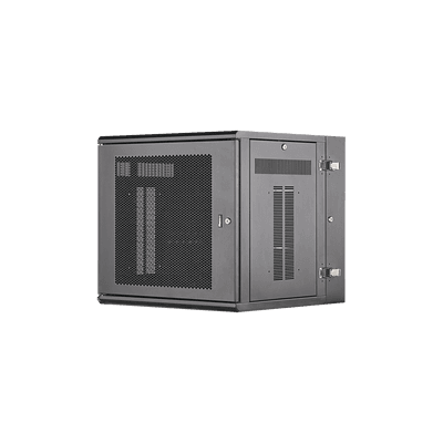 Gabinete PanZone de Montaje en Pared, de 19in, Puerta Ventilada, 12 UR, 635mm de Profundidad, Color Negro