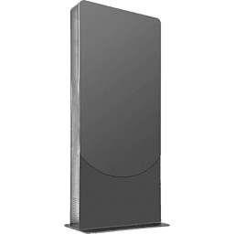 Kiosko modo Vertical para interior color Negro / Soporta Pantallas de 65" hasta 4" de Profundidad / Estructura de Acero con Placa Base 3/8" / 6 Salidas Supresor de Picos UL/cUL / Ventilación Termostática / Puertas de Acceso Se