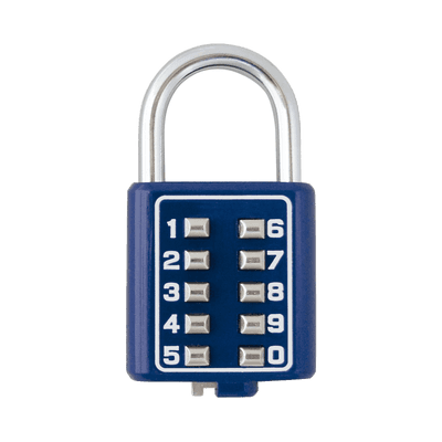 Candado Digital de Combinación M40 / No Requiere Llave / Combinación única integrada por 4 dígitos / Color Azul.
