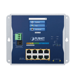 Switch Industrial Flat-Type 8 Puertos Gigabit C/PoE 802.3at, 2 Puertos SFP, LCD