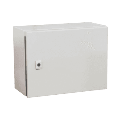 Gabinete de Acero IP66 Uso en Intemperie (500 x 300 x 300 mm) con Placa Trasera Interior Metálica y Compuerta Inferior Atornillable (Incluye Chapa y Llave T). Ideal para Centros de Carga y Tableros de Control