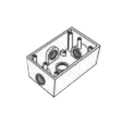 Caja Condulet FS de 1" (25.4 mm) con cuatro bocas a prueba de intemperie.