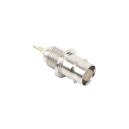 Conector BNC Hembra de Montaje Frontal D-Plano, Soldable, Rondana de Seguridad, Níquel/ Oro/ Delrin. 