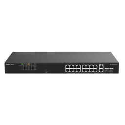 Switch PoE+ No Administrable / 16 Puertos 10/100 PoE+ / 2 Uplinks Gigabit / 2 SFP Combo / 120W PoE / 7.2 Gbps / Sin Ventilador