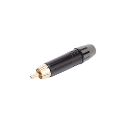 Conector Macho RCA | Carcasa Enchapada en Negro | Contacto Enchapado en Oro | Cable OD 3.5-6.5mm