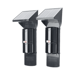 Detector fotoelectrico con celda solar ; DE 2 RAYOS; alcance exterior 60 m / interior 120 m, 4 frecuencias / Para ambientes donde no hay electricidad