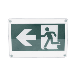 Letrero EXTERIOR de Señalización salida "Hombre Corriendo"/ Alto brillo / Uso en pared, lateral o techo / Batería de Respaldo Incluida con hasta 120 minutos de duración 