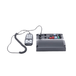 Sirena Vehicular de 200W de Potencia, Con Controlador Unimando de 15 Botones Para Control de Tonos, 12 Salidas Auxiliares y Micrófono