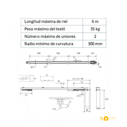 Kit para convertir, automatizar y controlar sus cortinas tradicionales (riel 4.8m, 65 kilos), motor inteligente. Integre con Alexa y control remoto desde su App.