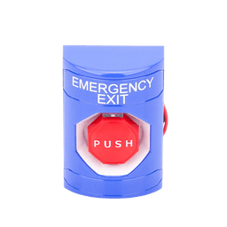 Botón De Salida De Emergencia Con Bocina De Advertencia Integrada, Interior/Exterior, Texto En Ingles, Tapa Protectora De Policarbonato Súper Resistente, Neumático