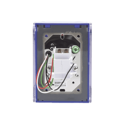 Botón Multipropósito, Color Azul, De Superficie, Con Tapa De Policarbonato, Con Bocina Pre Alarma, Para Interior, Llave Para Restablecer, Texto De Emergencia, Ingles