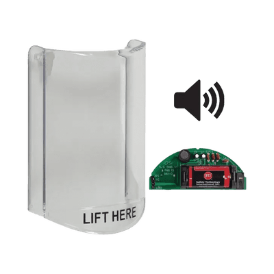 Cubierta Protectora De Policarbonato, Súper Resistente, Con Sonido, Texto En Ingles, Para Botones Multiusos Serie Stopper® Station De STI