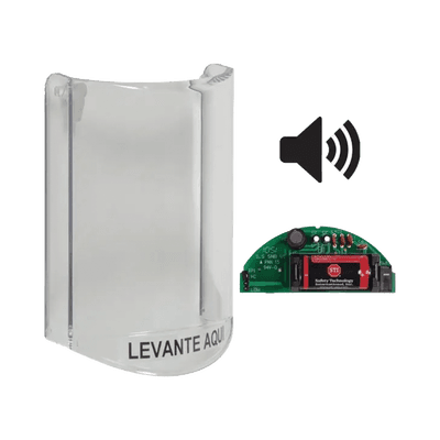 Cubierta Protectora De Policarbonato, Súper Resistente, Con Sonido, Texto En Español, Para Botones Multiusos Serie Stopper® Station De STI