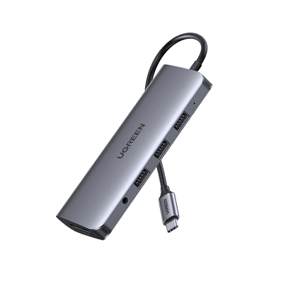 HUB USB-C (Docking Station) 10 en 1 | 3 USB-A 3.0 | USB-C PD Carga 100W | HDMI 4K@30Hz | RJ45 (Gigabit Ethernet) | VGA | Lector Tarjeta SD + Micro SD (TF) Uso Simultaneo | Jack Audio 3.5mm | Carcasa de Aluminio.