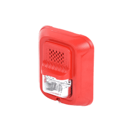 Sonorizador Tipo Chime con Lámpara Estroboscópica a 2 Hilos, Montaje en Pared, Color Rojo, con Configuración Estroboscópica Seleccionable, Nuevo Diseño Moderno y Elegante y Menor Consumo de Corriente