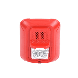 Sonorizador Tipo Chime con Lámpara Estroboscópica a 2 Hilos, Montaje en Pared, Color Rojo, con Configuración Estroboscópica Seleccionable, Nuevo Diseño Moderno y Elegante y Menor Consumo de Corriente