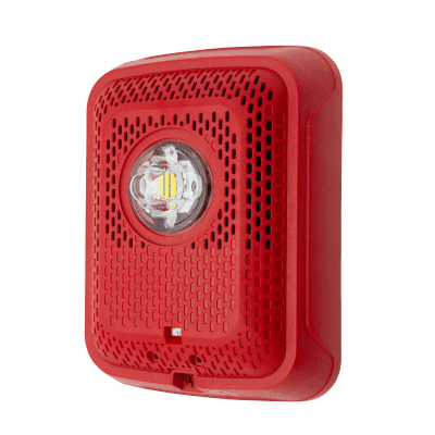 Bocina con Lámpara Estroboscópica, Montaje en Pared, Color Rojo, Nuevo Diseño Moderno y Elegante y Menor Consumo de Corriente