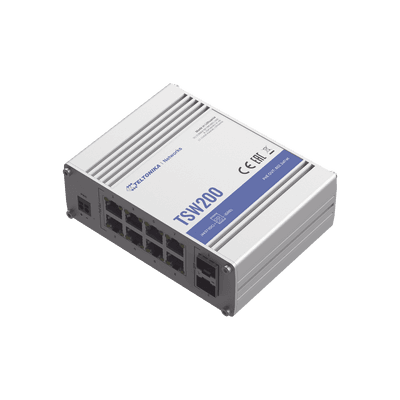 Switch Industrial No-Administrable / 8 Puertos Gigabit PoE+ 30W / 2 Puertos SFP / -40 a 75°C / Aluminio