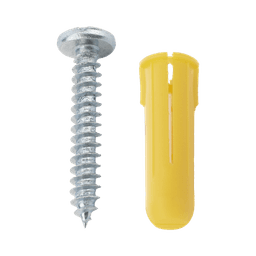 Paquete de 20 taquetes amarillo  1" y 20 tornillos 8mm x 1"