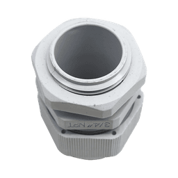 Conector Plástico Blanco Tipo Glándula para Rosca NPT 3/4"
